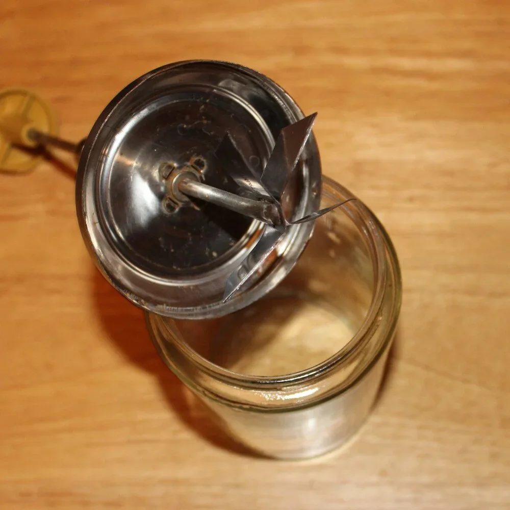 Vintage Acme Glass Food & Nut Chopper Steel Blades 1.5Cup